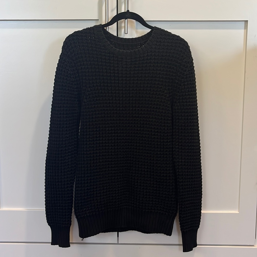 ALLSAINTS Rok Crew Special Knit Sweater. 100% Cotton Black Size Small